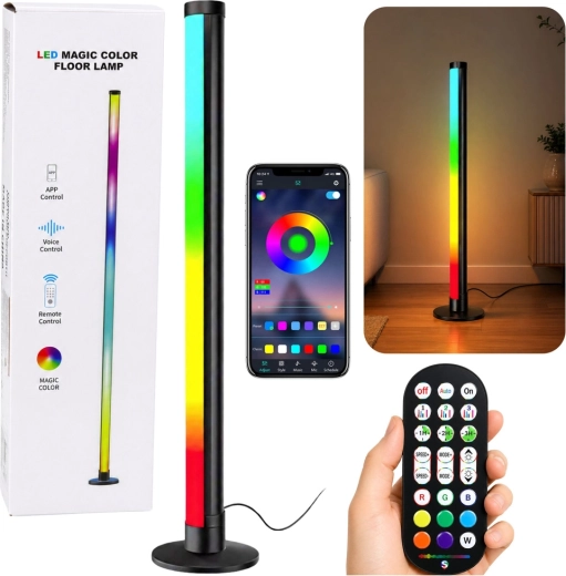 RGB LED corner floor lamp 90 cm with music mode, app and remote control