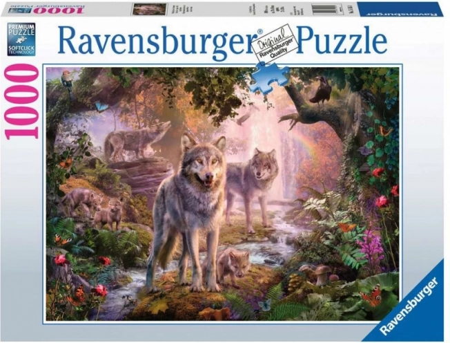 Пъзел 1000 части Ravensburger – лятно семейство вълци