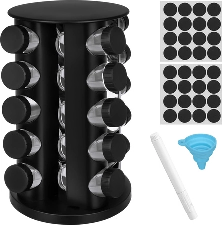 RUHHY Spice Jar Set 20 pcs with 360° Rotating Stand