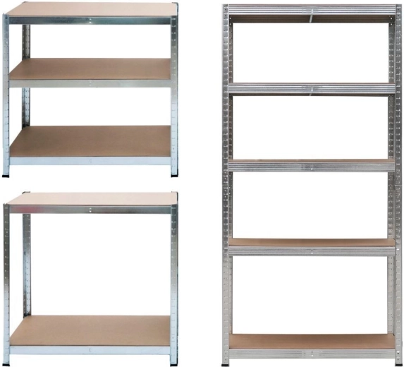 Metal storage shelving unit 2-in-1 with 5 shelves 180 × 90 × 40 cm