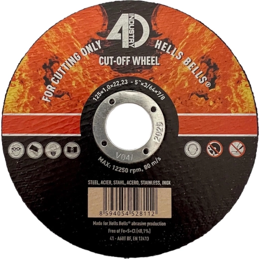 Cutting disc for steel and stainless steel 125 × 1.0 × 22.2 mm
