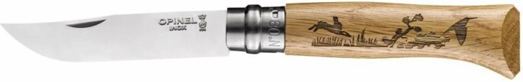 Opinel №08 Inox Animalia 2019 джобен нож, дъбово дърво, мотив заек