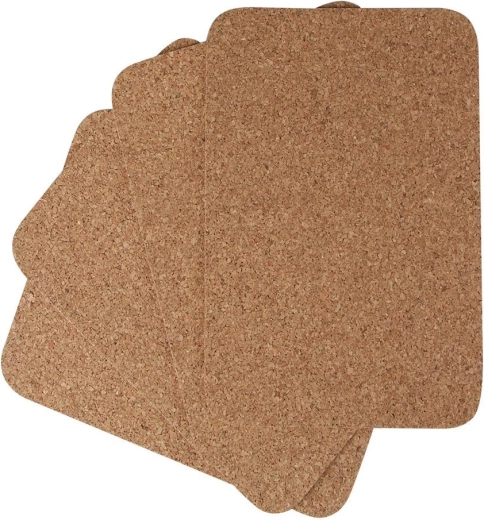 Set of 4 rectangular cork placemats 40 × 30 cm