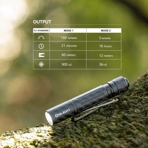 OLIGHT i3T EOS Carbon Fiber Pocket Flashlight on AAA Battery