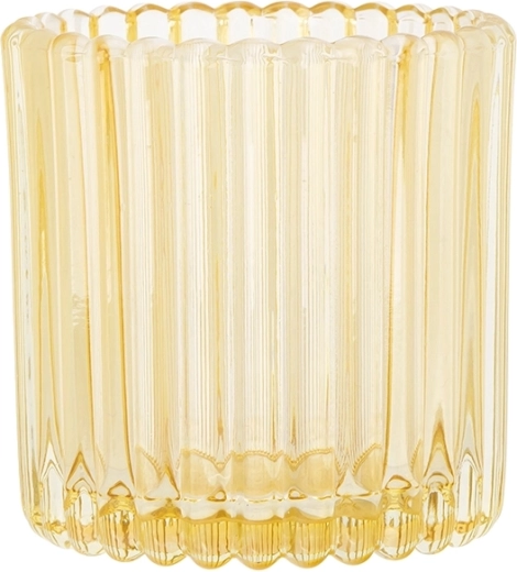 Yellow glass candle holder 8.5 × 8.5 × 9 cm