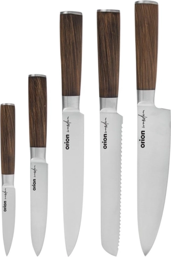 Комплект кухненски ножове WOODEN, неръждаема стомана, 5 бр.