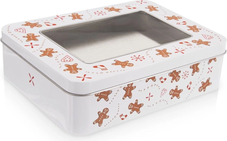 Metal cookie tin with window Gingerbread 18 × 14.5 × 5 cm