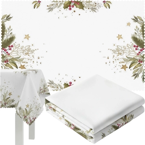 Christmas tablecloth Ruhhy 140 × 220 cm white with print