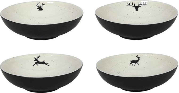 Bowl with Reindeer Motif 18 cm, Black