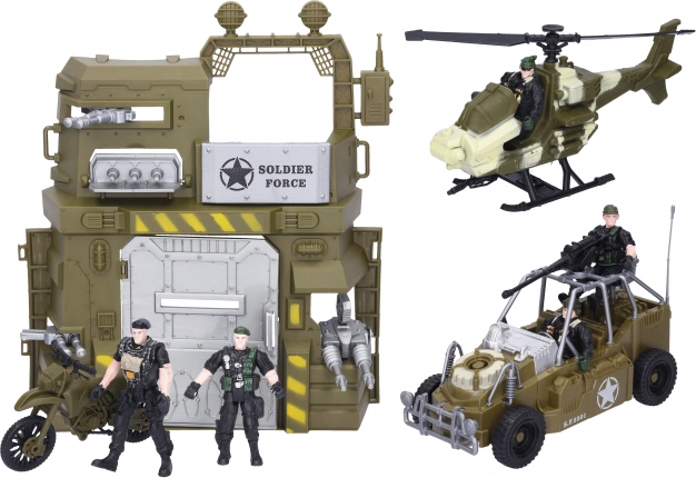Military set with car and helicopter for kids