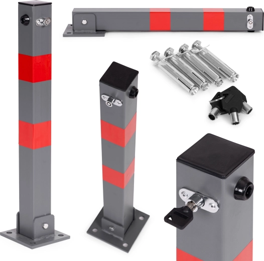 Folding parking post 60 cm with lock and reflective stripes