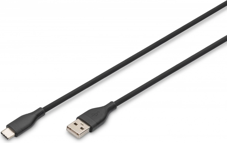 Силиконов кабел за зареждане USB-A към USB-C 60W 0,5 м черен
