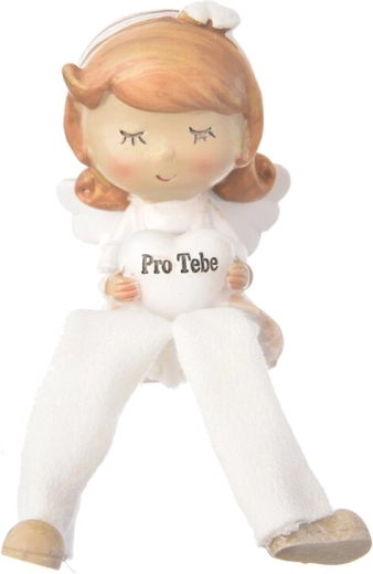 Decorative Angel “For You” made of polystone, beige, 10 cm