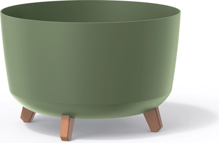 Gracia Standard Planter on Legs 39 cm – earthy green plastic plant pot