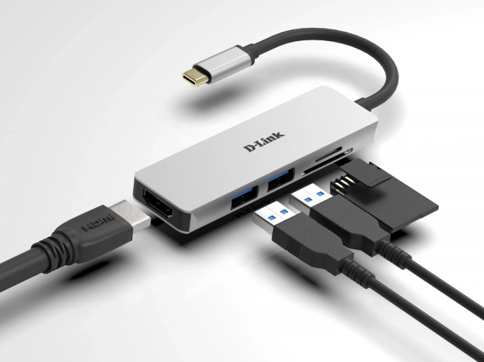 D-Link USB-C hub with HDMI and SD/microSD card reader