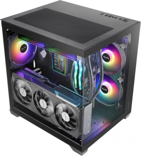 Mars MC-VIEW3 черна microATX кутия 3× ARGB