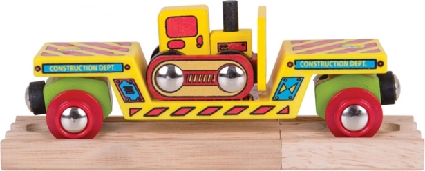 Bigjigs Rail вагонче с булдозер и 2 релси