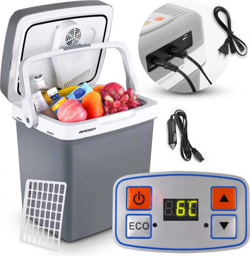 Portable thermoelectric car fridge 26 l with ECO mode