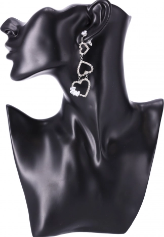 Long Earrings with Hearts - Silver