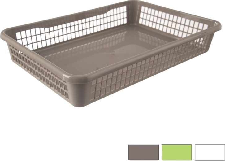 Plastic organizer – low basket 38.5 × 25.5 × 6.5 cm (assorted colors)