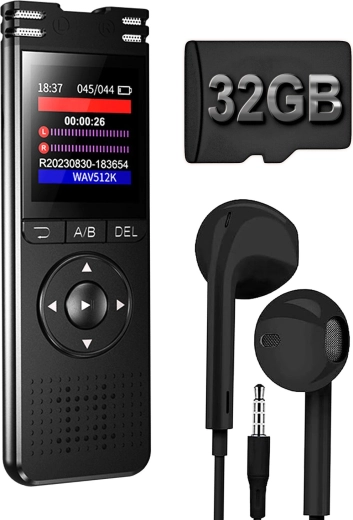 Професионален цифров диктофон с microSD карта 32 GB