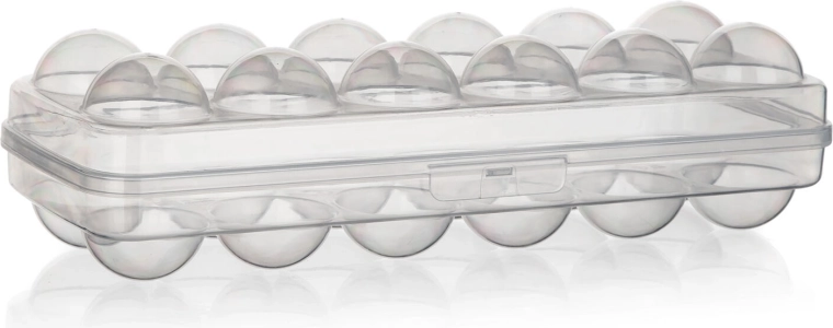 Plastic egg container with lid and lock, 12 pcs, 27 cm