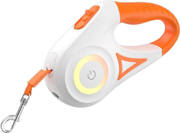 Automatic LED dog leash ROJECO 5 m (orange and white)