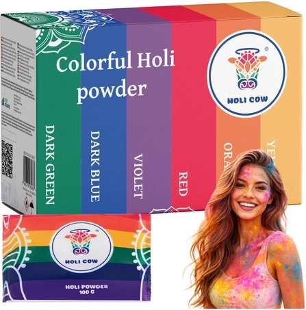 Цветен холи прах Holi Cow комплект 6×100 g
