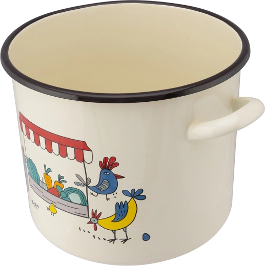 Cream enamel with Kurki pattern
