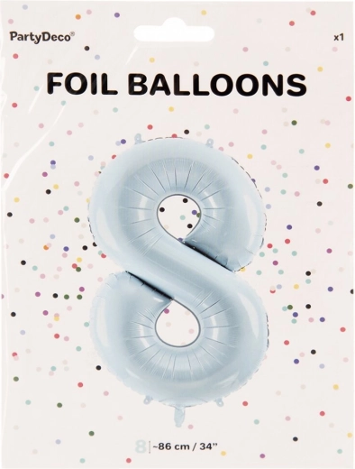 Blue foil balloon number 8, 86 cm