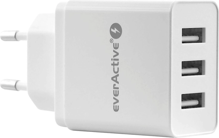 Mains Charger 3× USB 3.4 A with iQ Smart Charging, white
