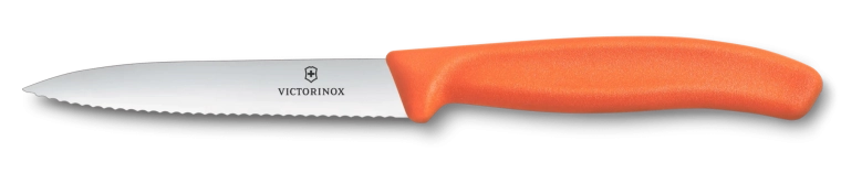 Victorinox paring knife for fruit and vegetables 10 cm, serrated, pointed, orange