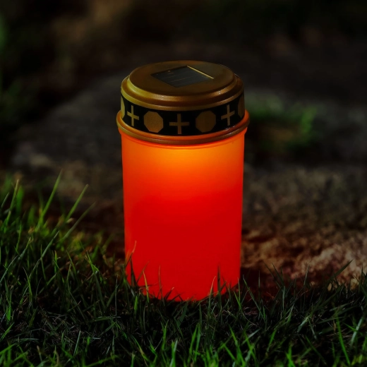 Solar LED stake light with flickering warm white light - 1 piece