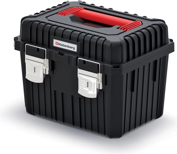 Kistenberg Heavy tool box with metal latches, 445 × 360 × 337 mm, black