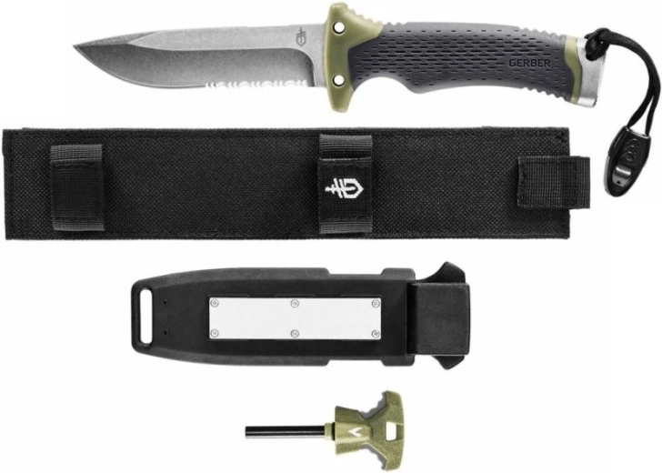 Gerber Ultimate Survival – survival knife 12 cm with Stonewash finish and sheath