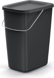 Кош за отпадъци 25 л от рециклирана пластмаса с капак KEden COMPACTA Q BASIC – черен