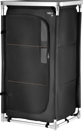NILS CAMP Camping Cabinet with Aluminum Frame and 3 Shelves