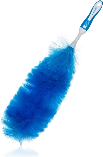 Antistatic Duster EXCLUSIVE with Soft-Touch Handle 40 cm (58 cm total length), blue‑white