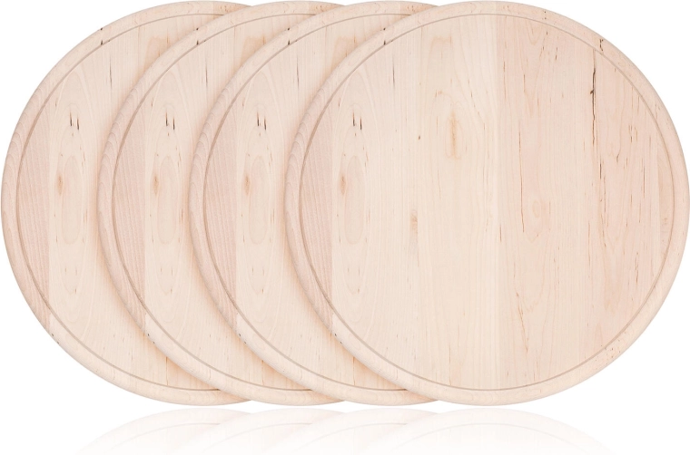Round Wooden Cutting Board 22 cm BBQ – Set of 4