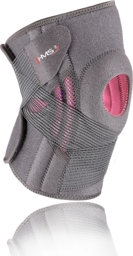 Knee brace with open patella and cross straps