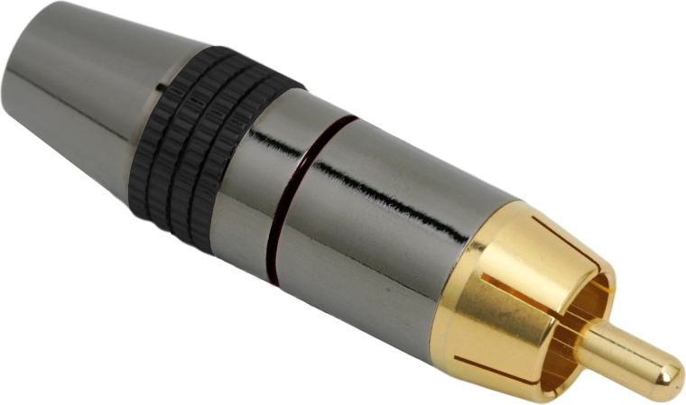 Gold-Plated RCA Connector with Silver Identification Ring