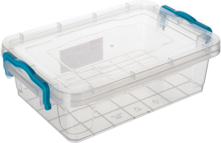 Gema rectangular container 1.8 l with turquoise handles