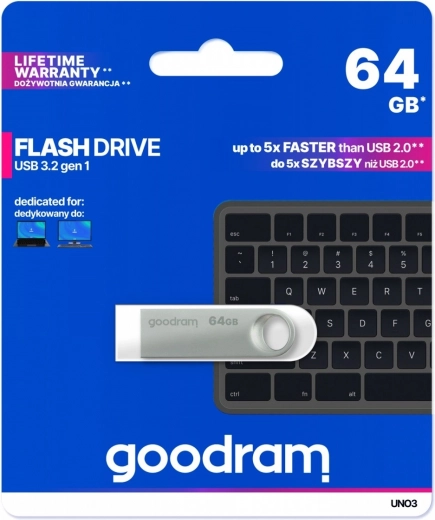 USB флаш диск UNO3 64GB USB 3.2 Gen1 сребърен