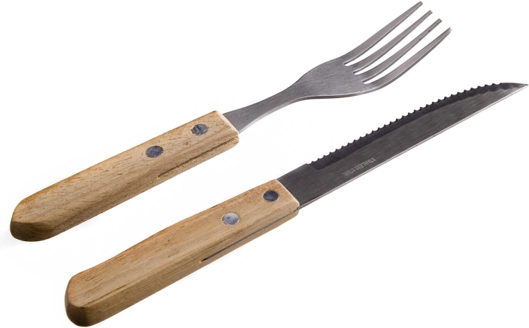 PARTY Steak Cutlery Set from Stainless Steel with Light Wooden Handle (6+6 pcs)