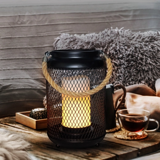 Stylish black metal lantern