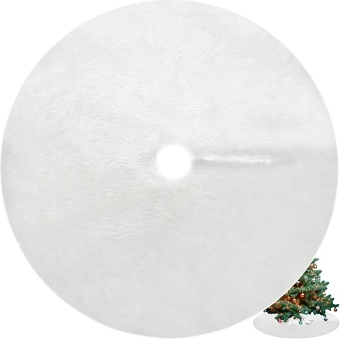 Ruhhy faux fur tree skirt (mat) under Christmas tree 150 cm, white