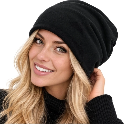 Зимна шапка beanie Trizand черна с флийс подплата