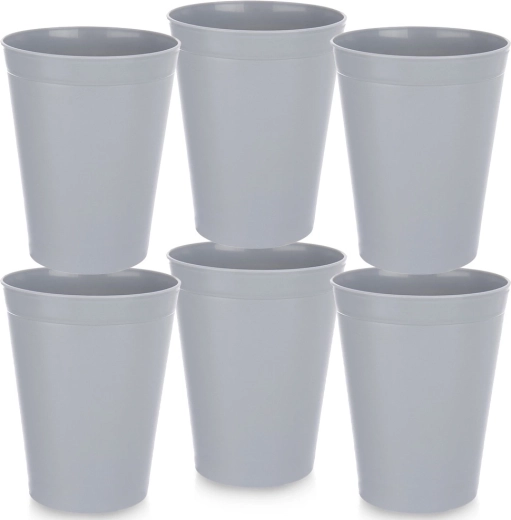 SANDY Grey Plastic Cups 300 ml, 6 pcs