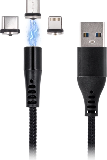 Maxlife magnetic charging cable 3-in-1 1 m, 2 A, black
