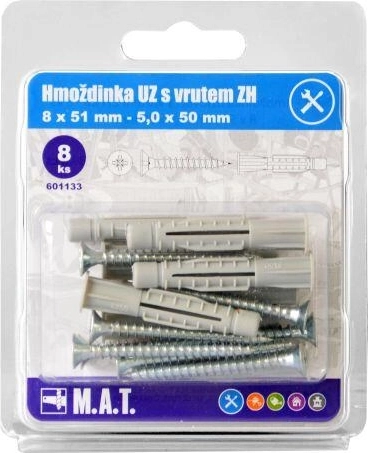 Възлова дюбел-тапа с борд 8 mm с винт 5x50 mm (8 бр.)